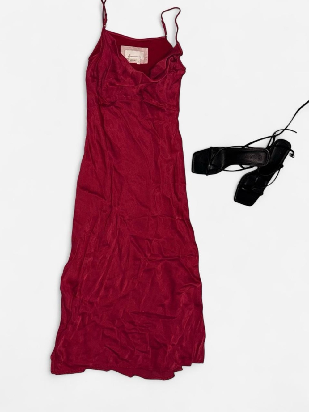 Anthropologie Satin Slip Dress in Wine Red
